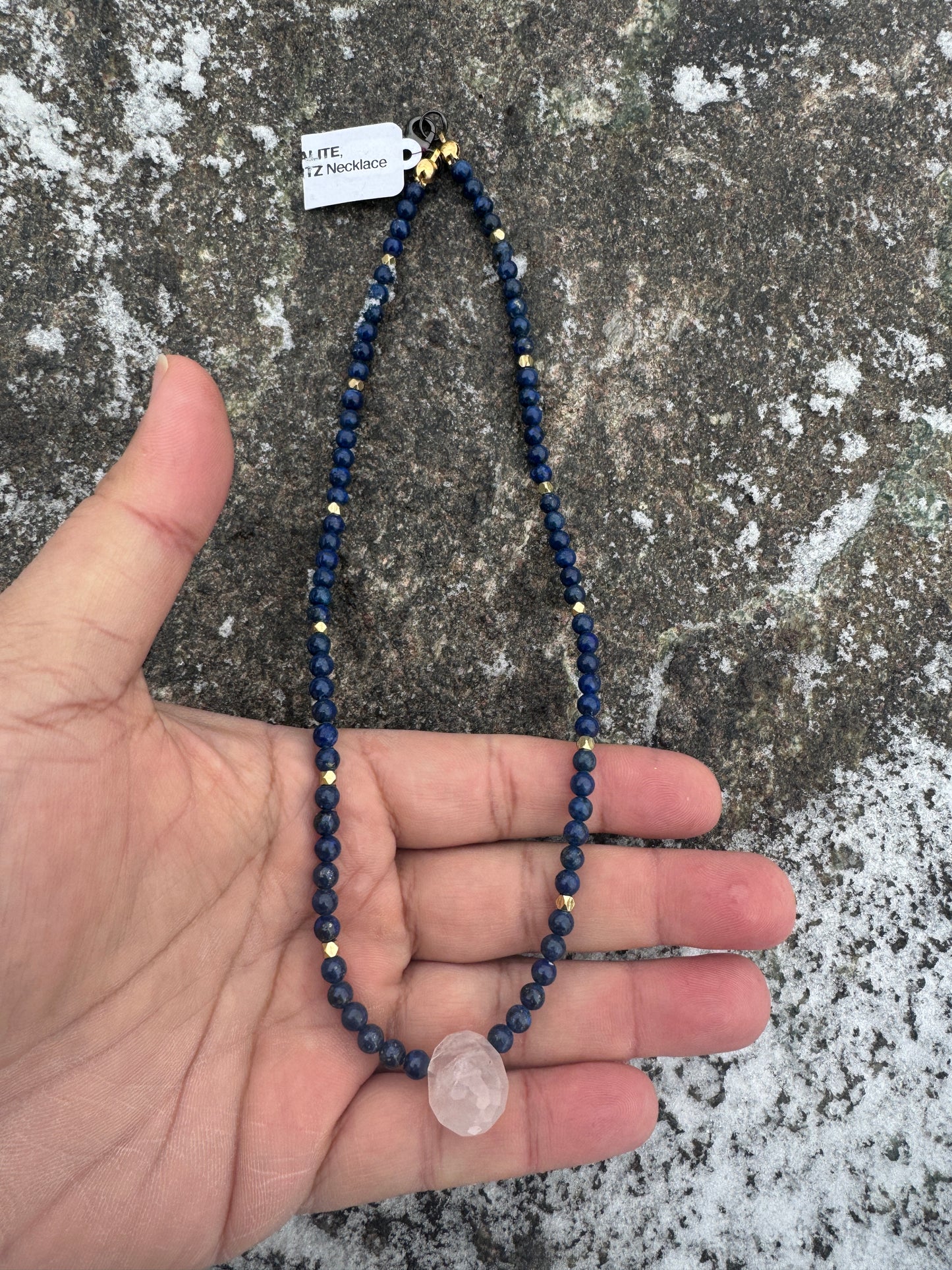 16.5in Sodalite, Rose Quartz Necklace