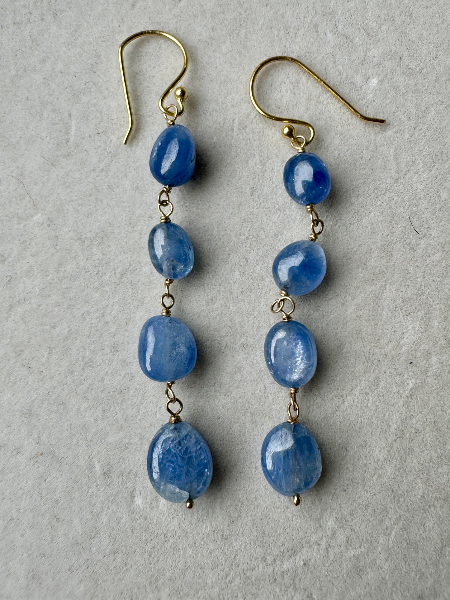 Blue Sapphire Tumbled Oval Earrings