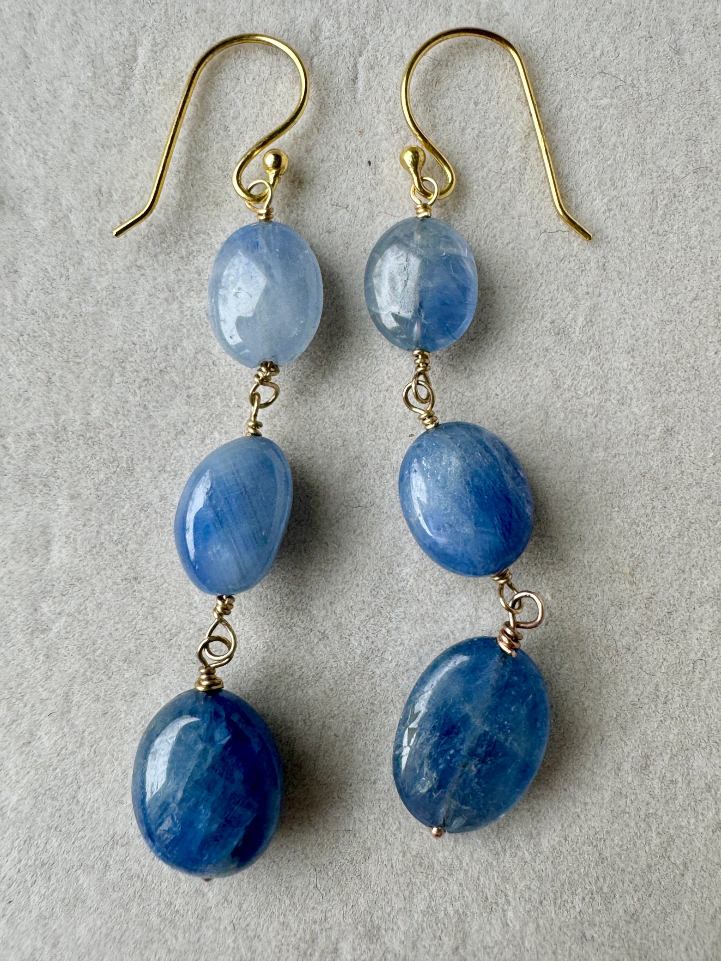 Blue Sapphire Tumbled Oval Earrings