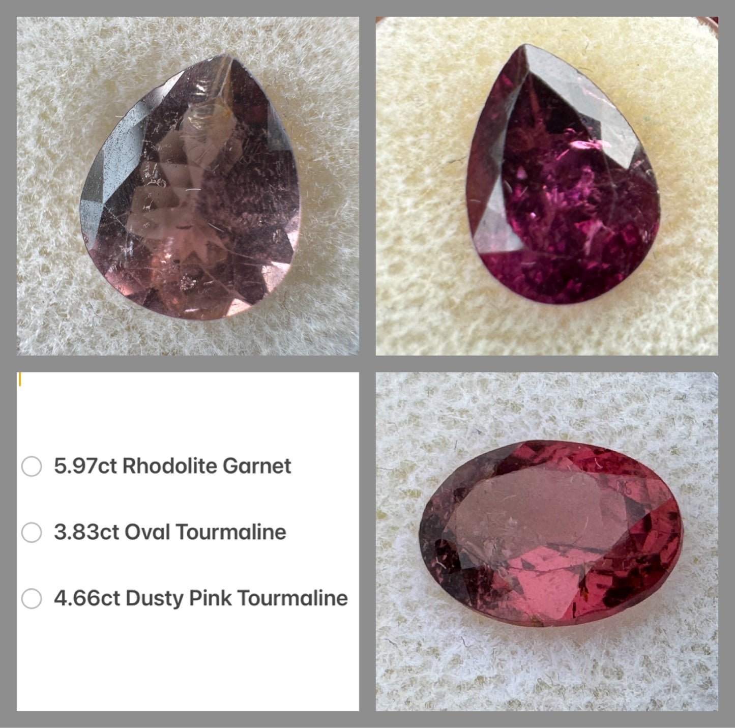 Rhodolite Garnet, Tourmaline, Dusty Pink Tourmaline