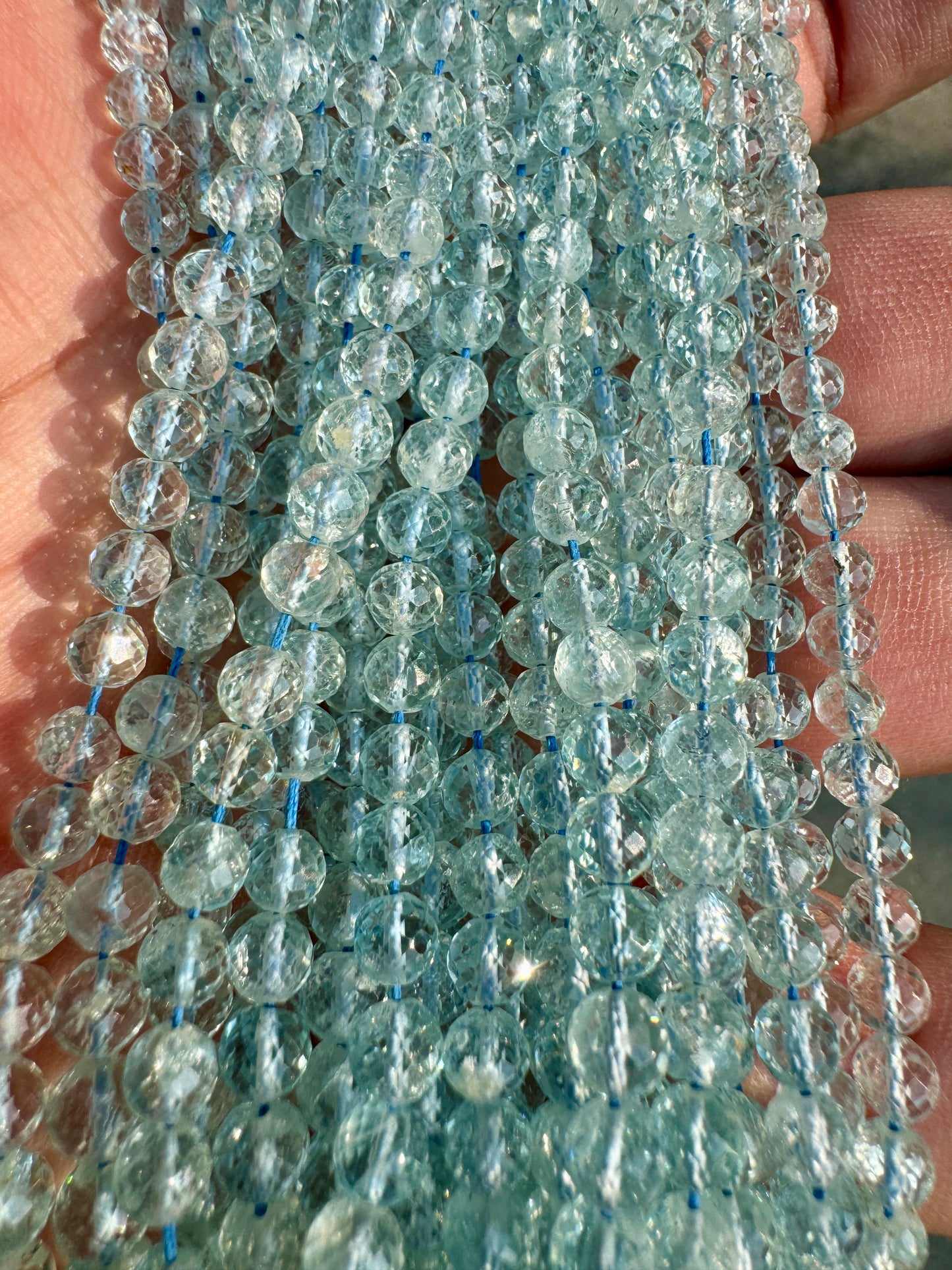 AQUAMARINE, Faceted Rondelles