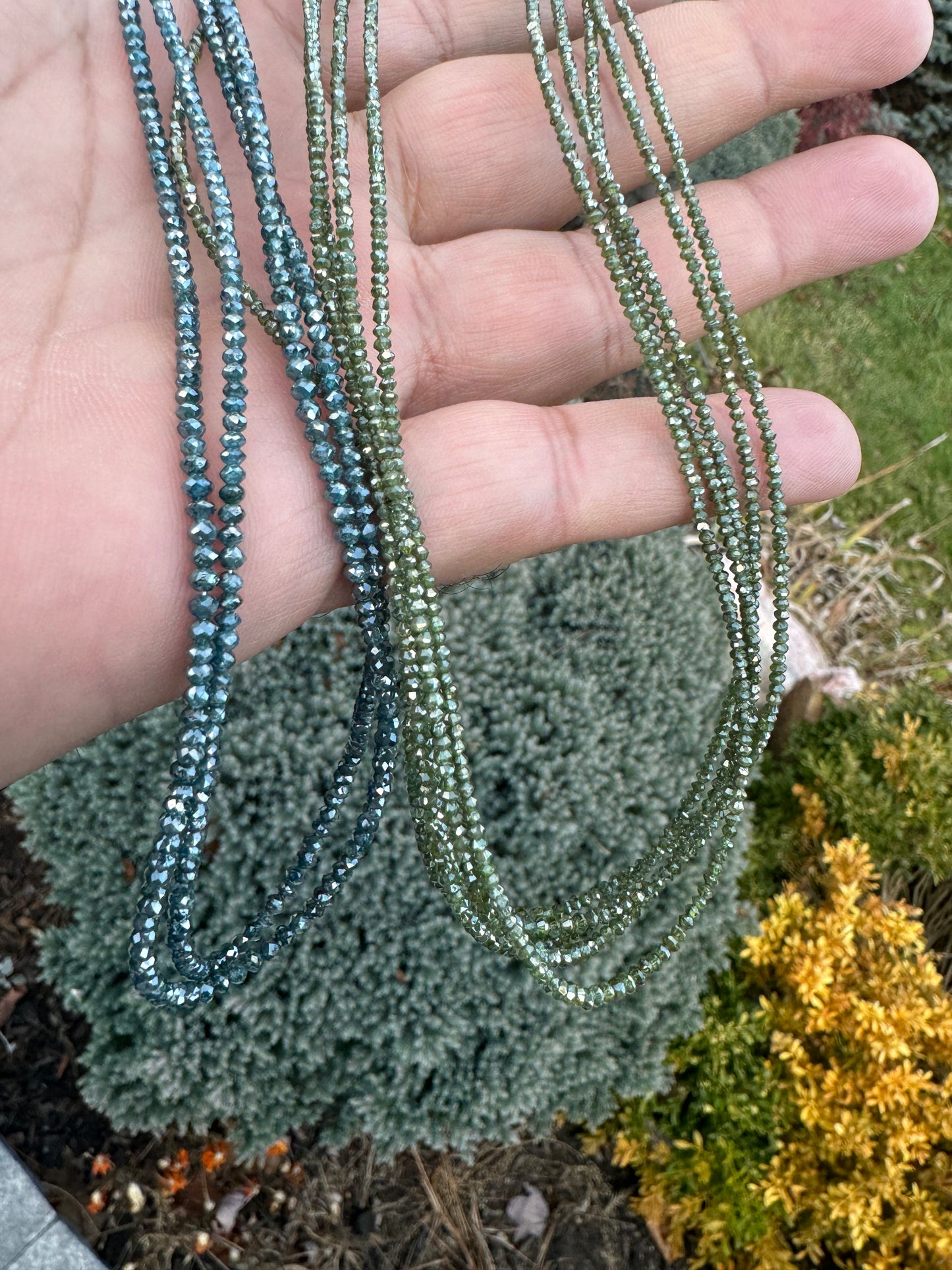 Blue and Green Diamond Beads, 4-5mm