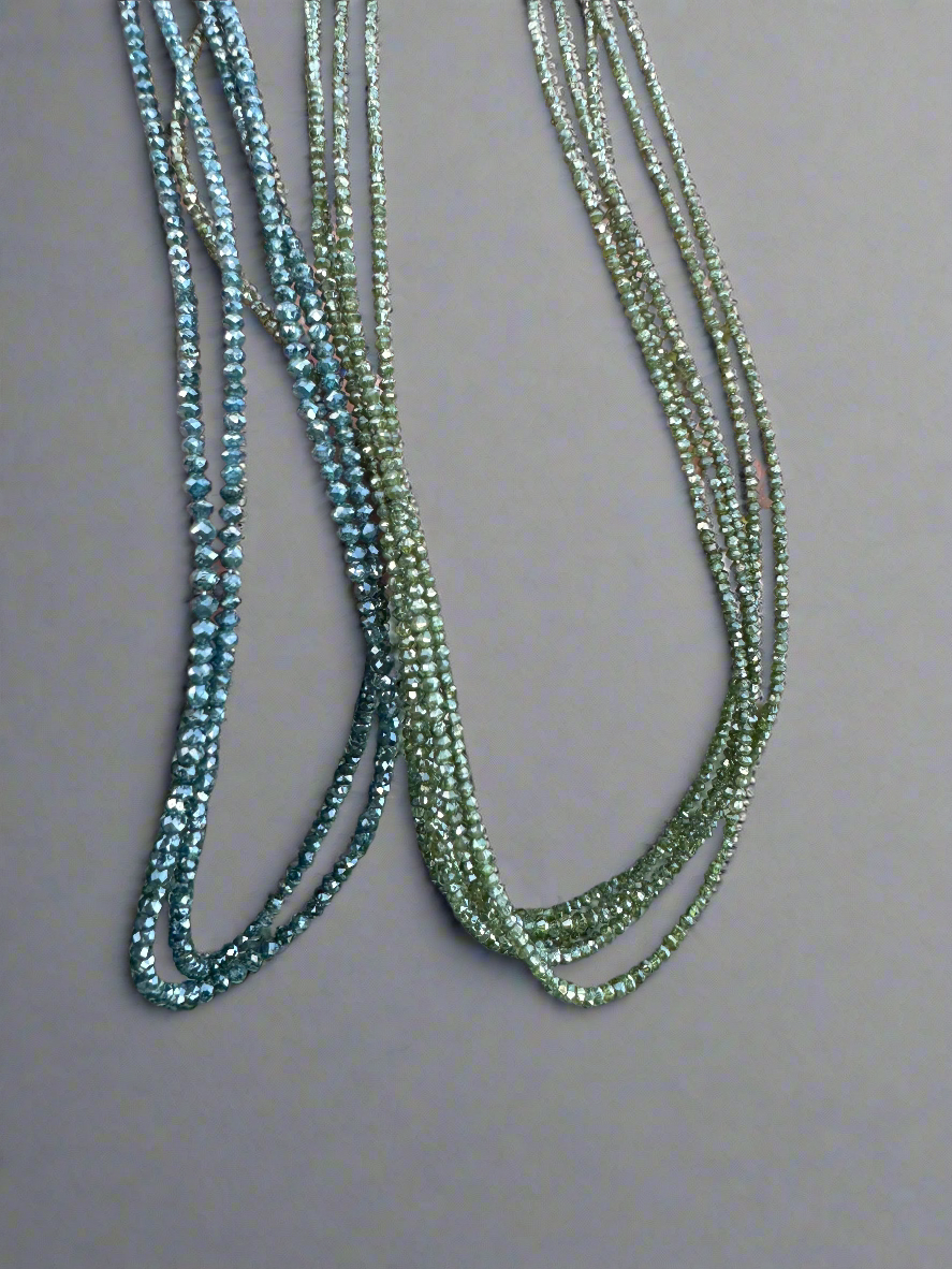 Blue and Green Diamond Beads, 4-5mm