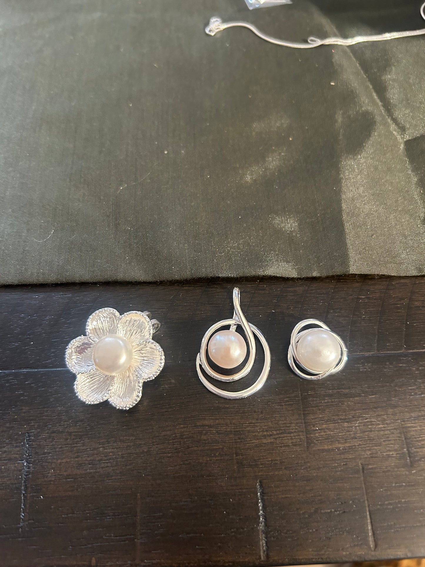 Pearl Sunflower Pendant, Silver