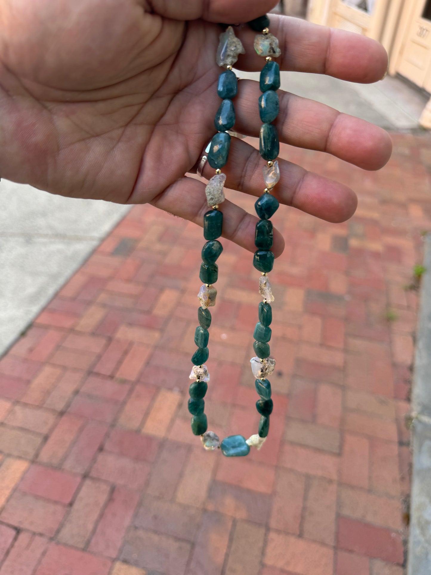 Grandidierite & Ethopian Opal, Silver Hardware