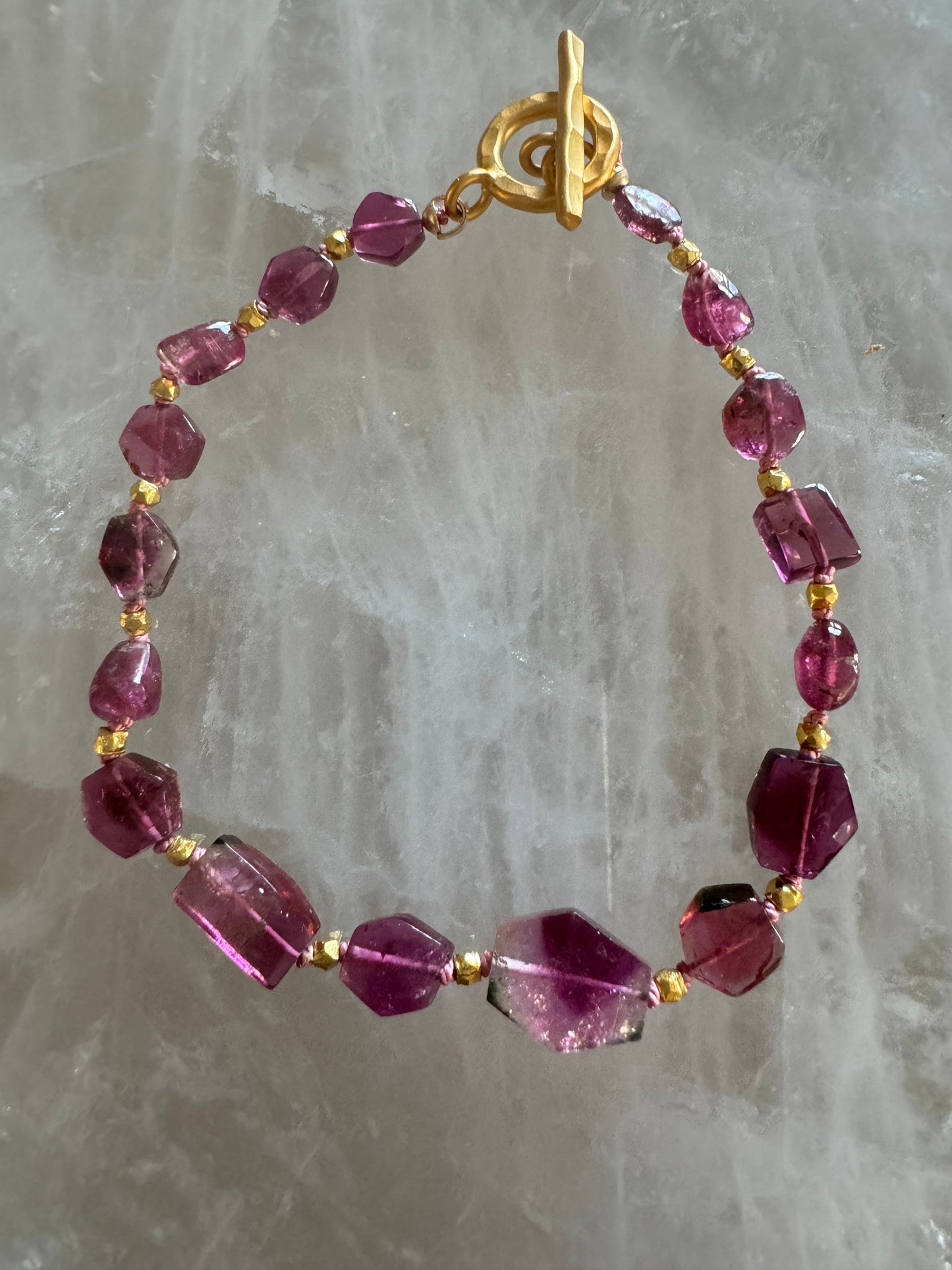 Rubellite Bracelet, Gold Vermiel Clasp
