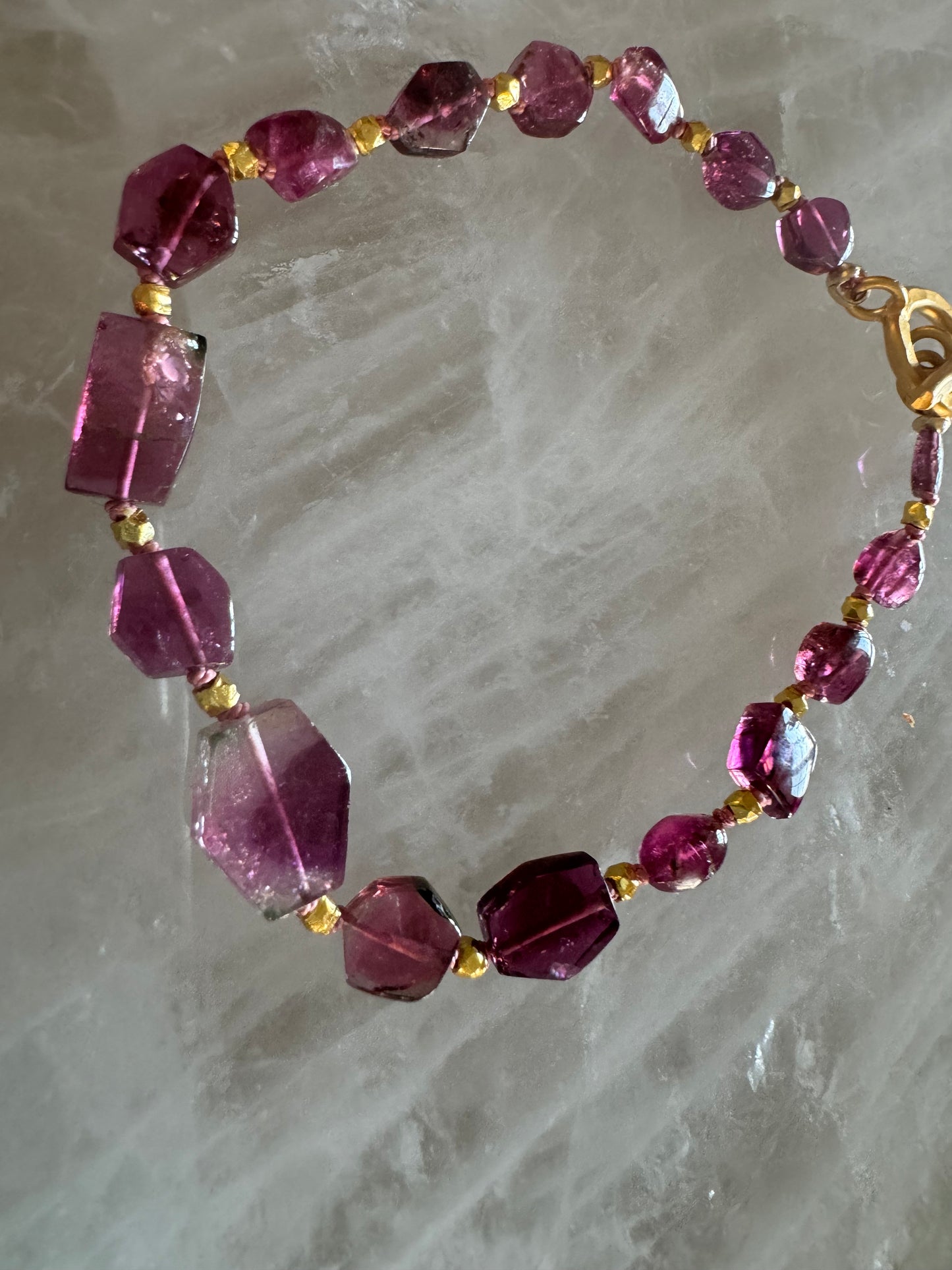 Rubellite Bracelet, Gold Vermiel Clasp