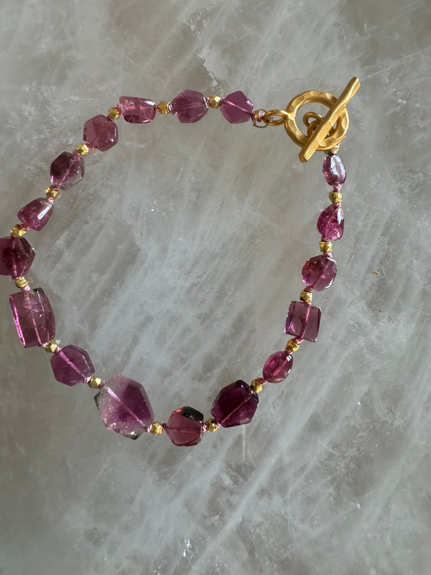 Rubellite Bracelet, Gold Vermiel Clasp