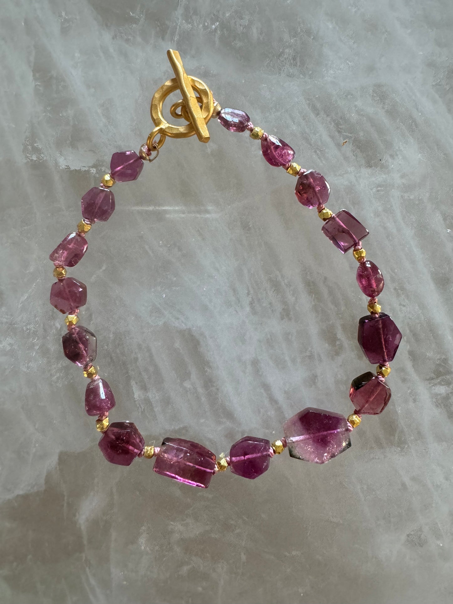 Rubellite Bracelet, Gold Vermiel Clasp
