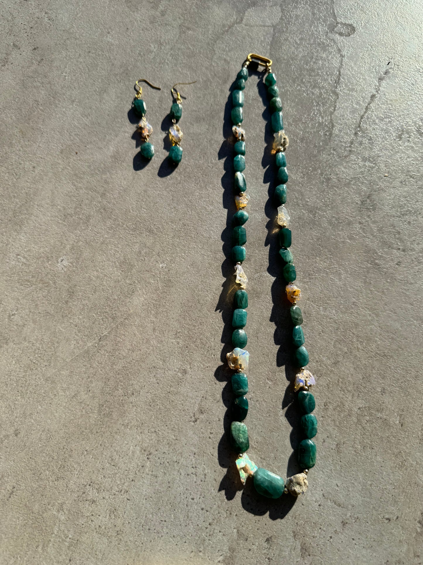 Grandidierite & Ethopian Opal, Silver Hardware