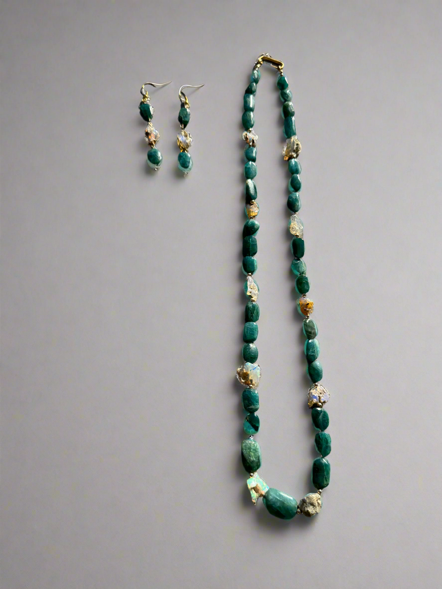 Grandidierite & Ethopian Opal, Silver Hardware