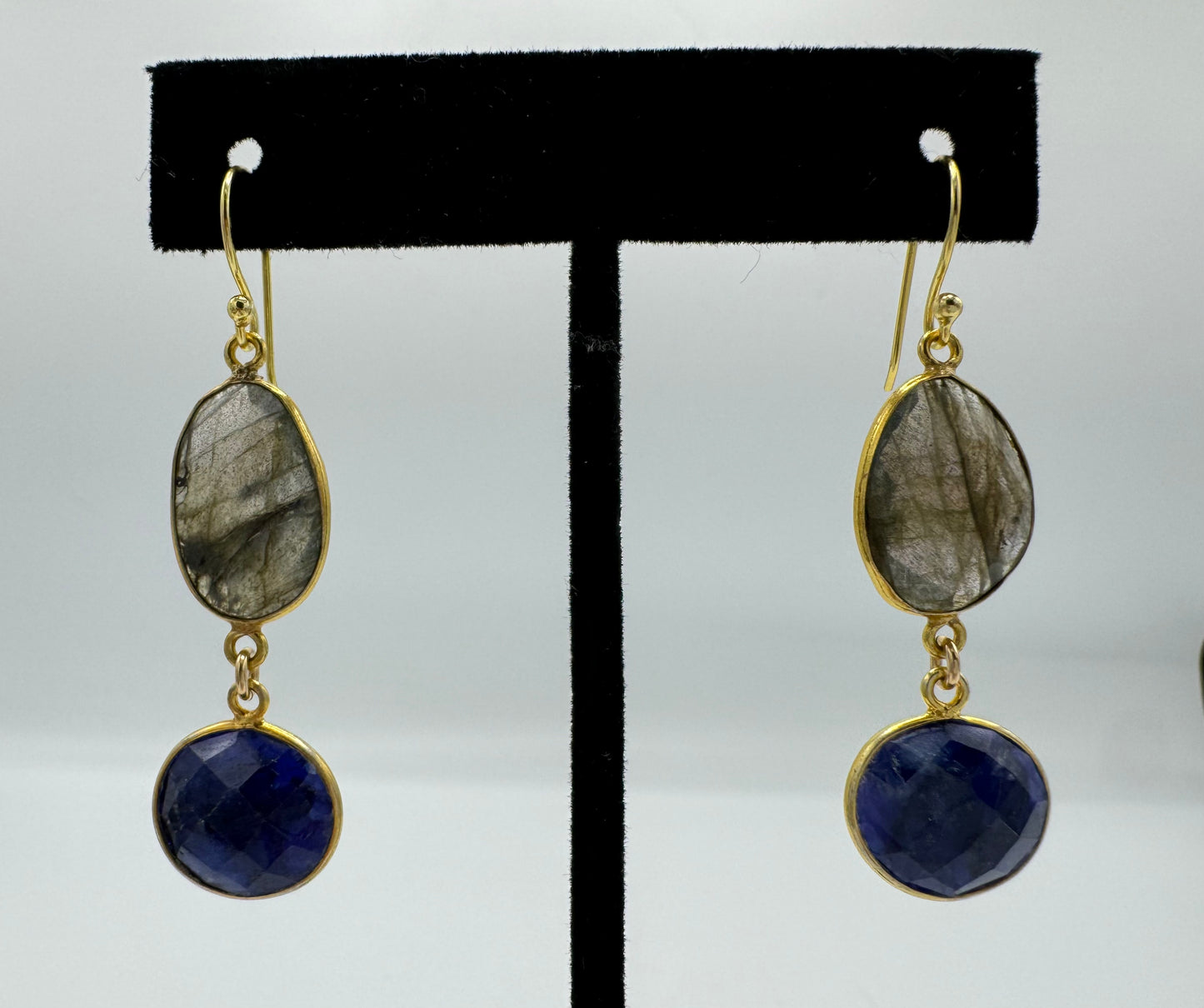 Labradorite w Blue Sapphire G.F earrings