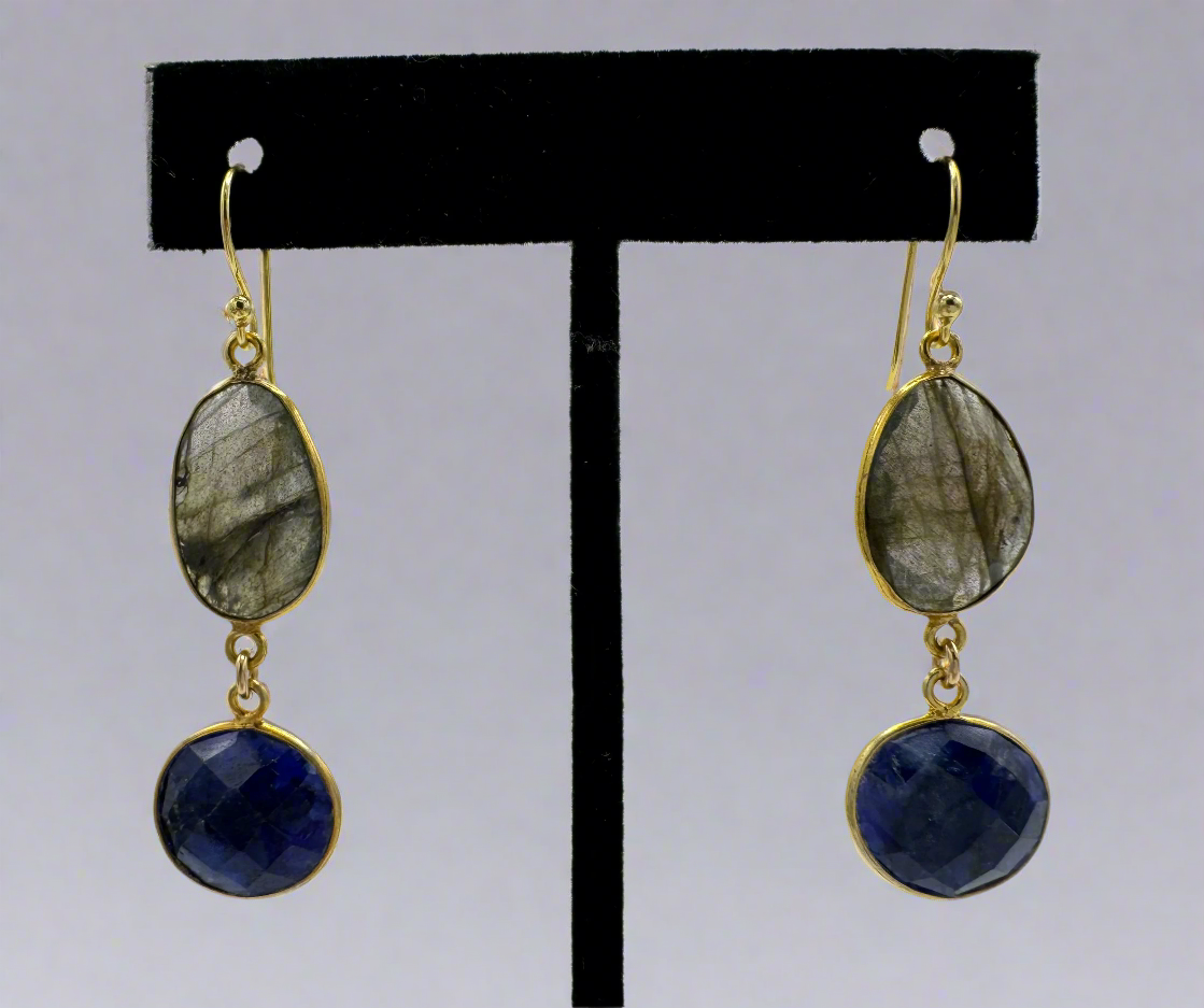 Labradorite w Blue Sapphire G.F earrings