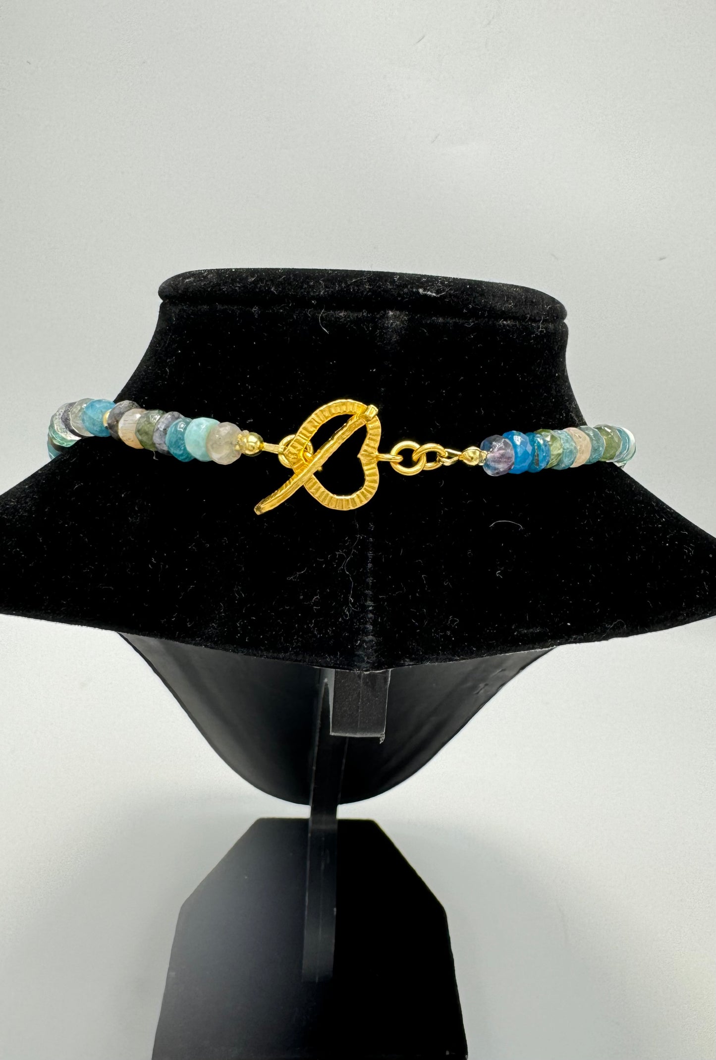 19in Faceted Multi Gem Necklace. Apatite, Rose Quartz, Amethyst