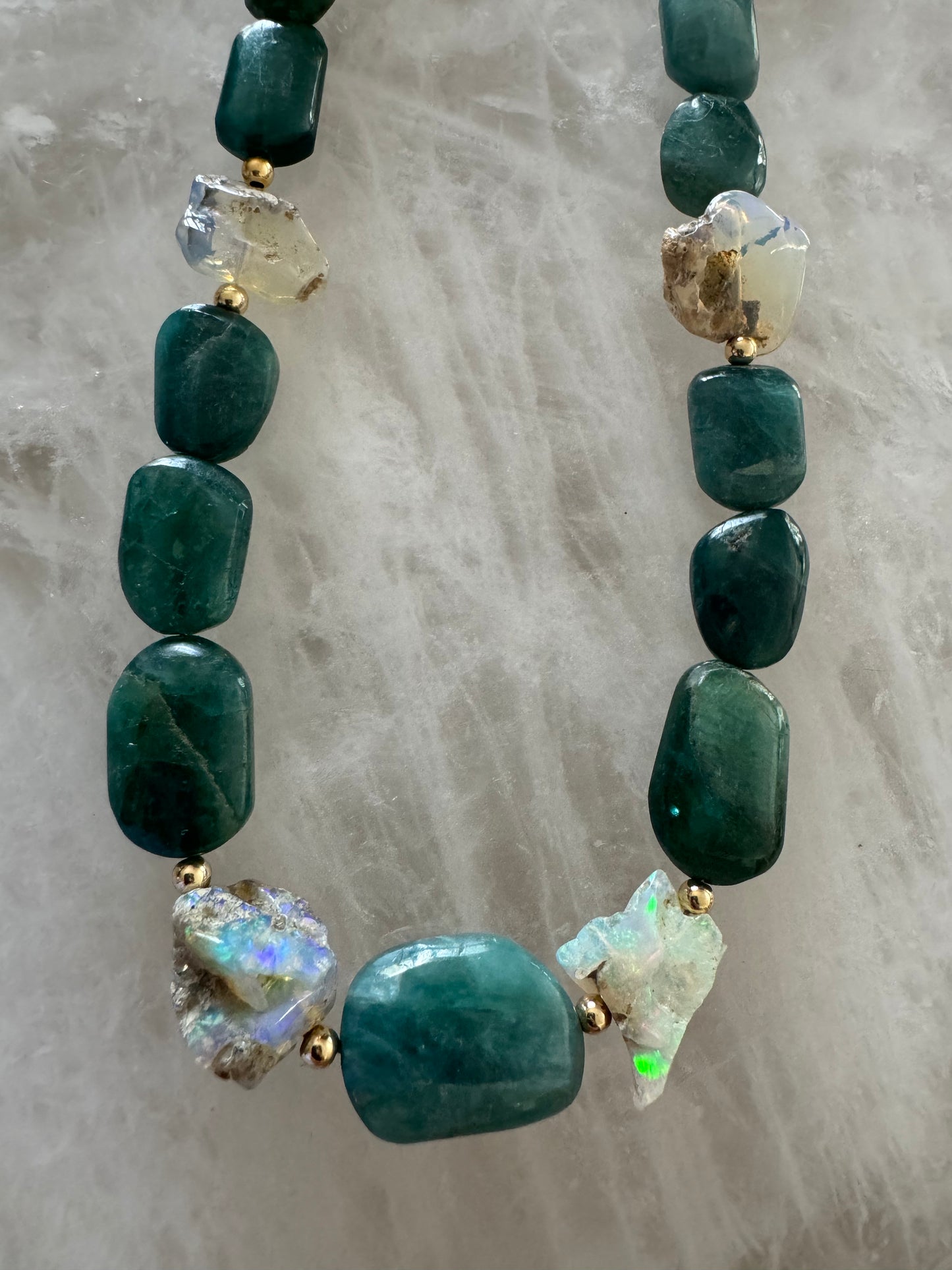 Grandidierite & Ethopian Opal, Silver Hardware