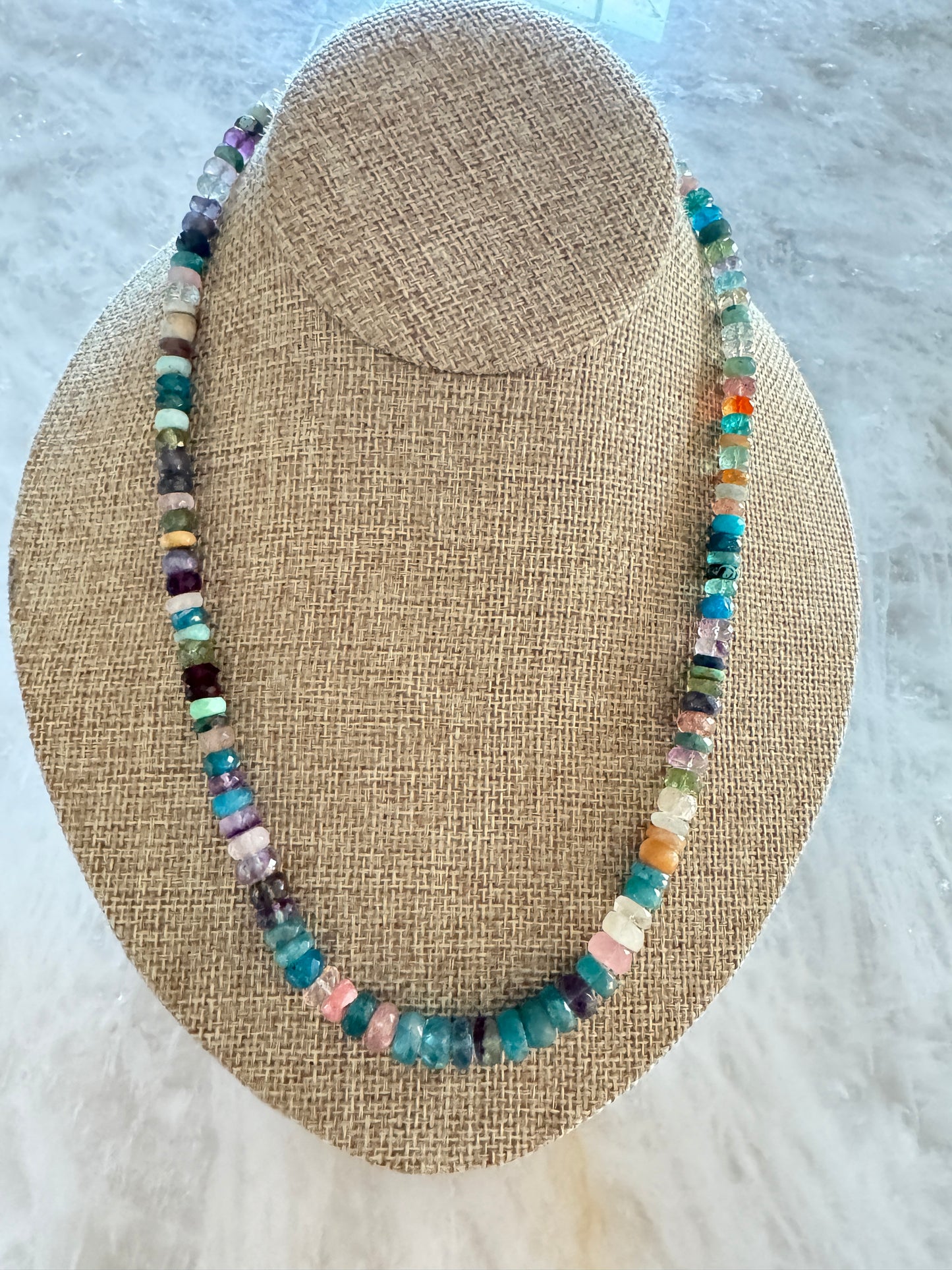18in Multi Gem (Faceted) Necklace, Silver Clasp