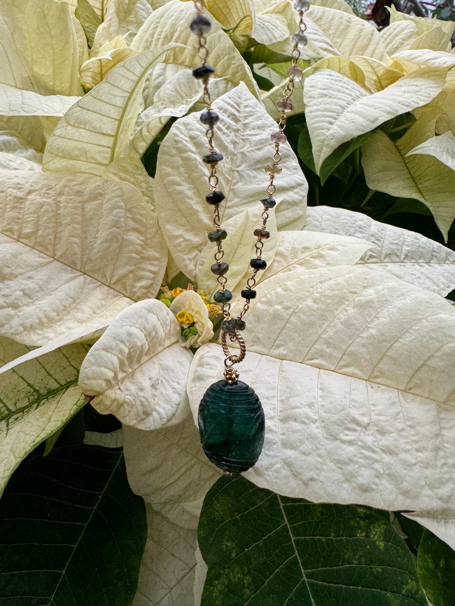 Carve Green TOURMALINE Necklace