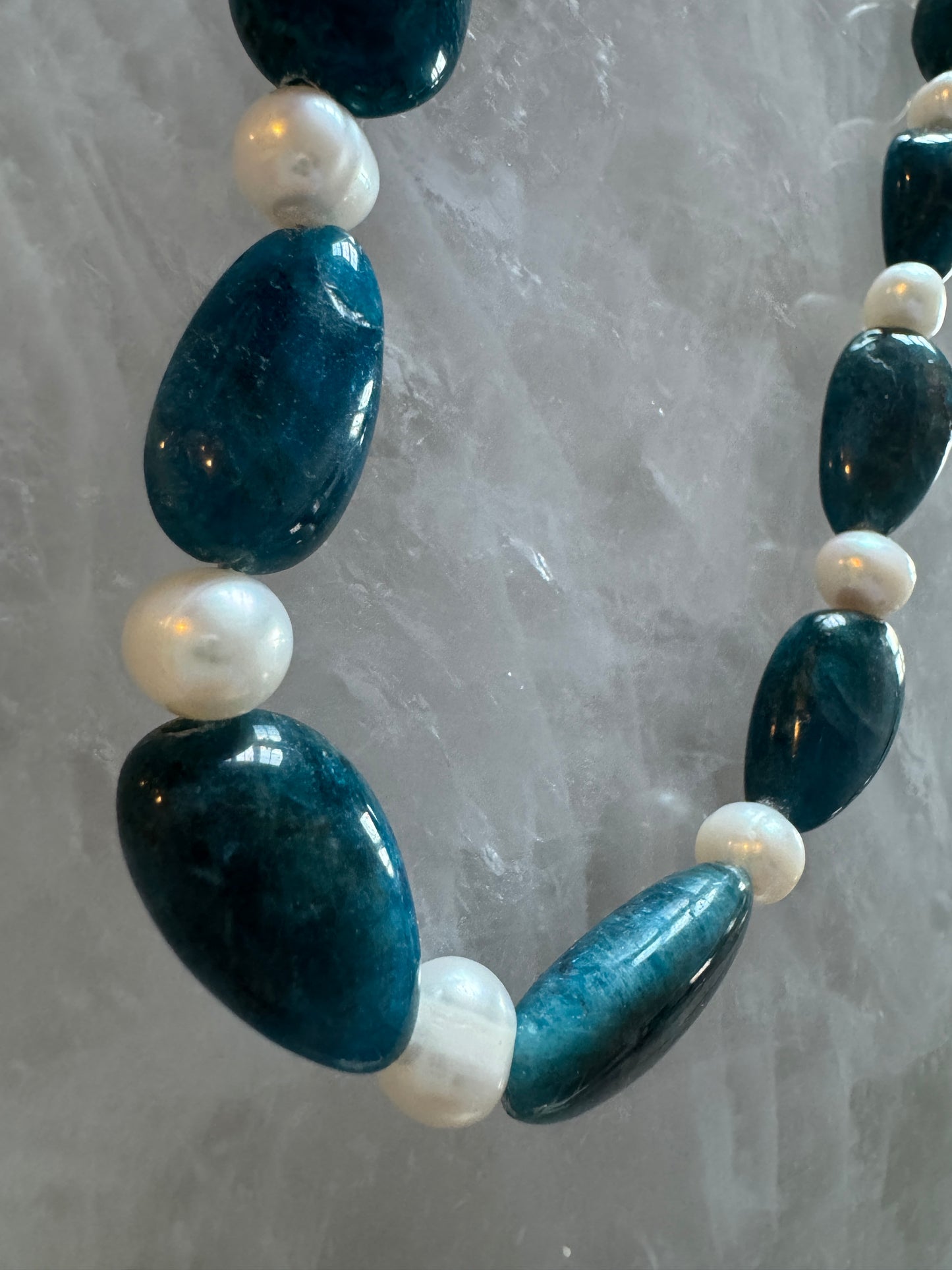Apatite and Pearl Necklace