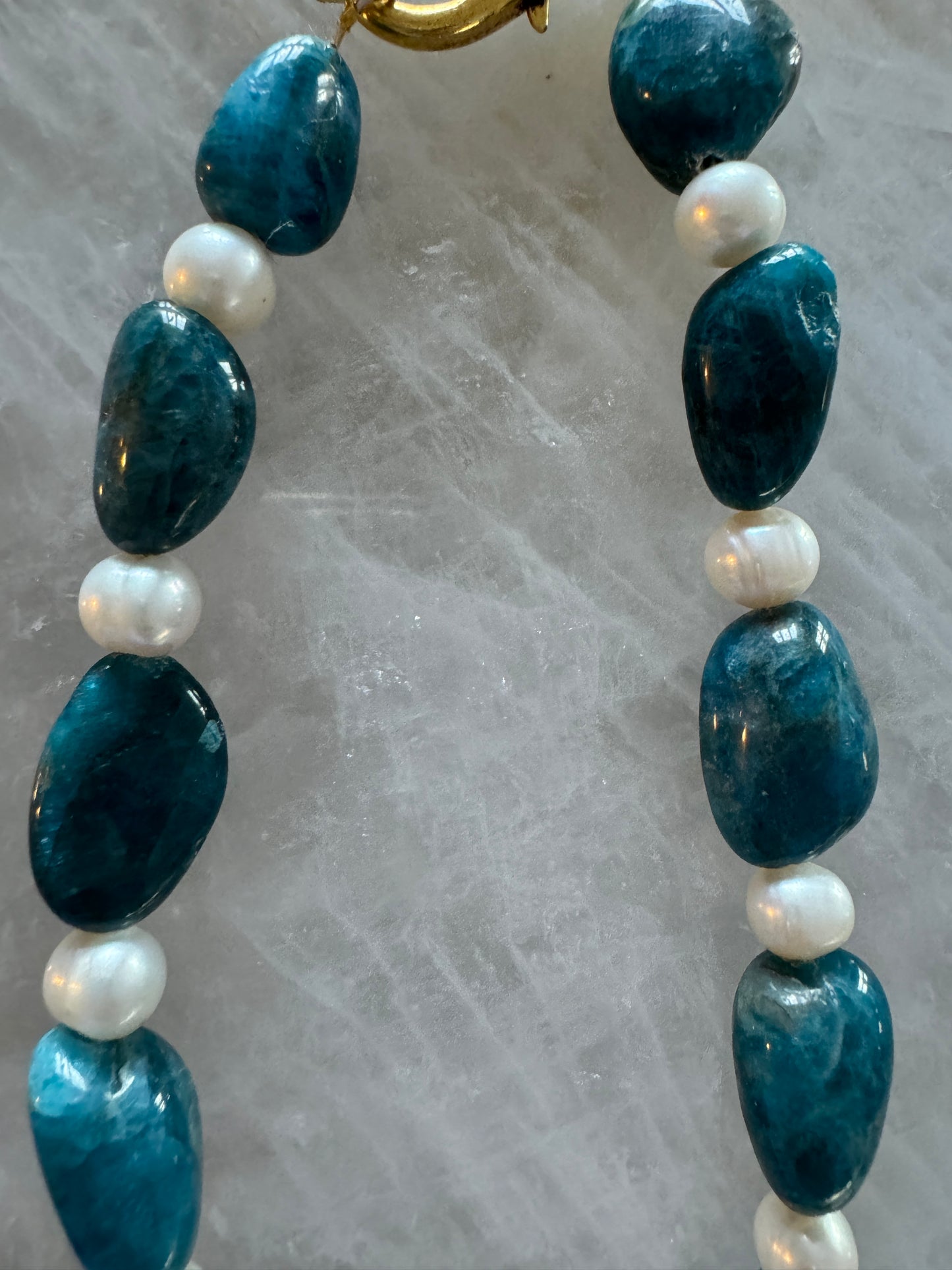 Apatite and Pearl Necklace