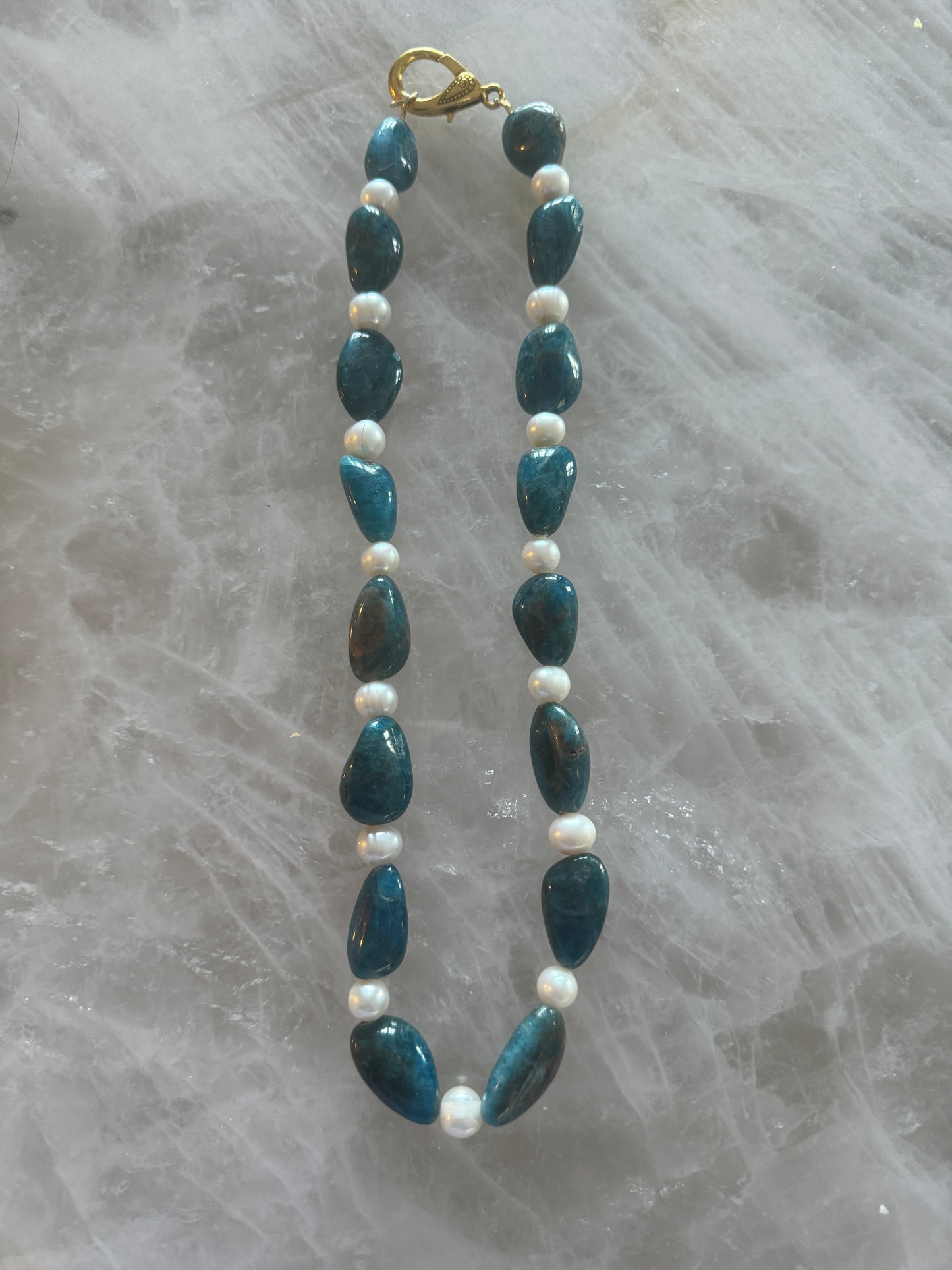 Apatite and Pearl Necklace