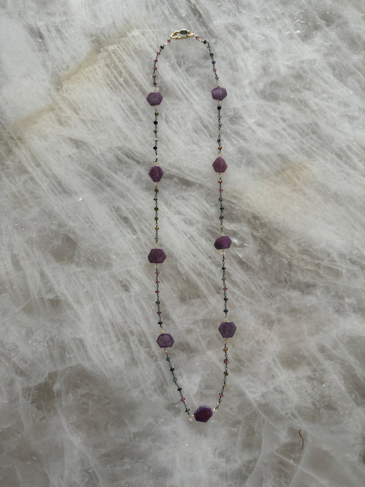 26in Ruby, Tourmaline Connector Chain