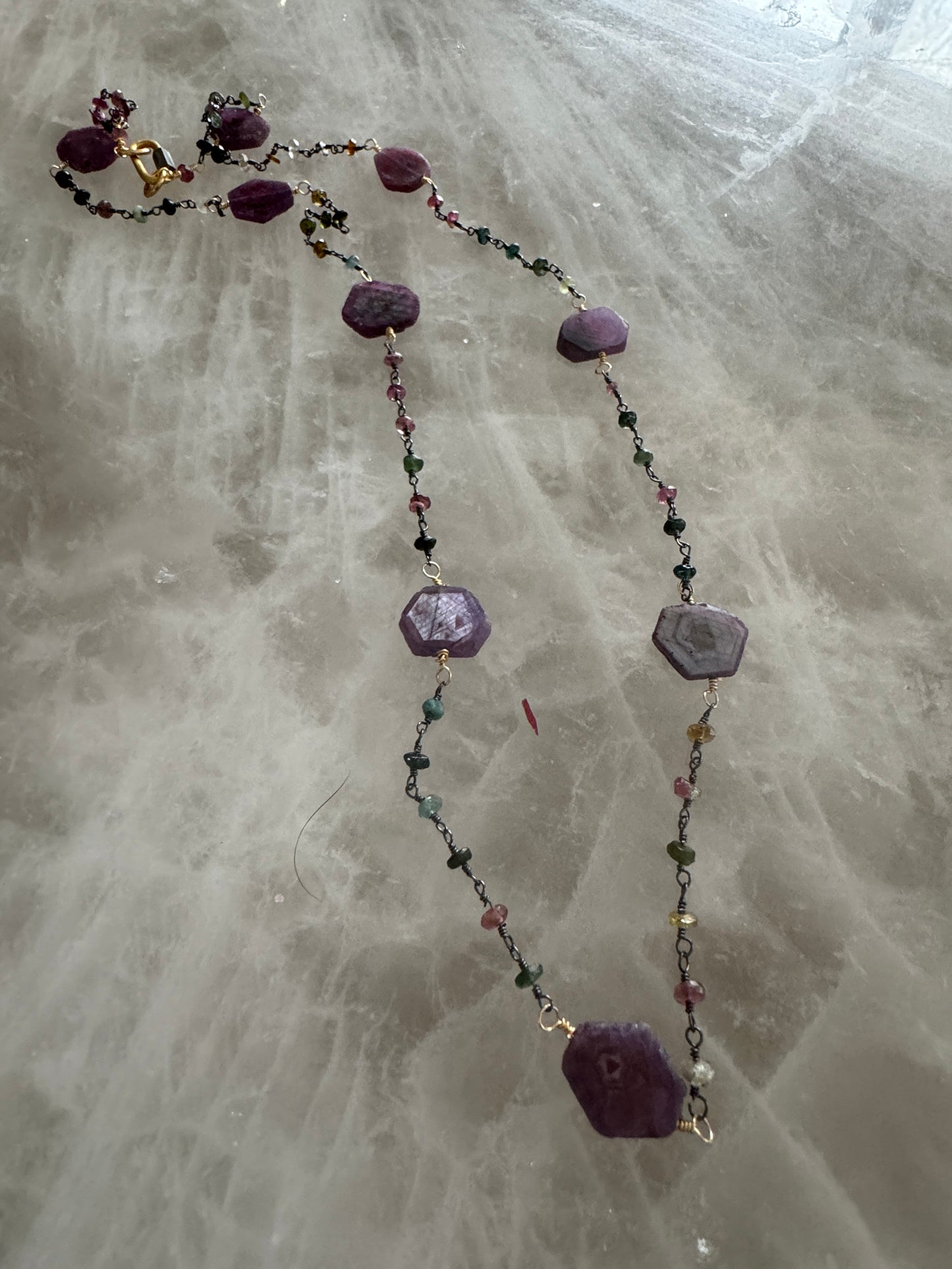 26in Ruby, Tourmaline Connector Chain