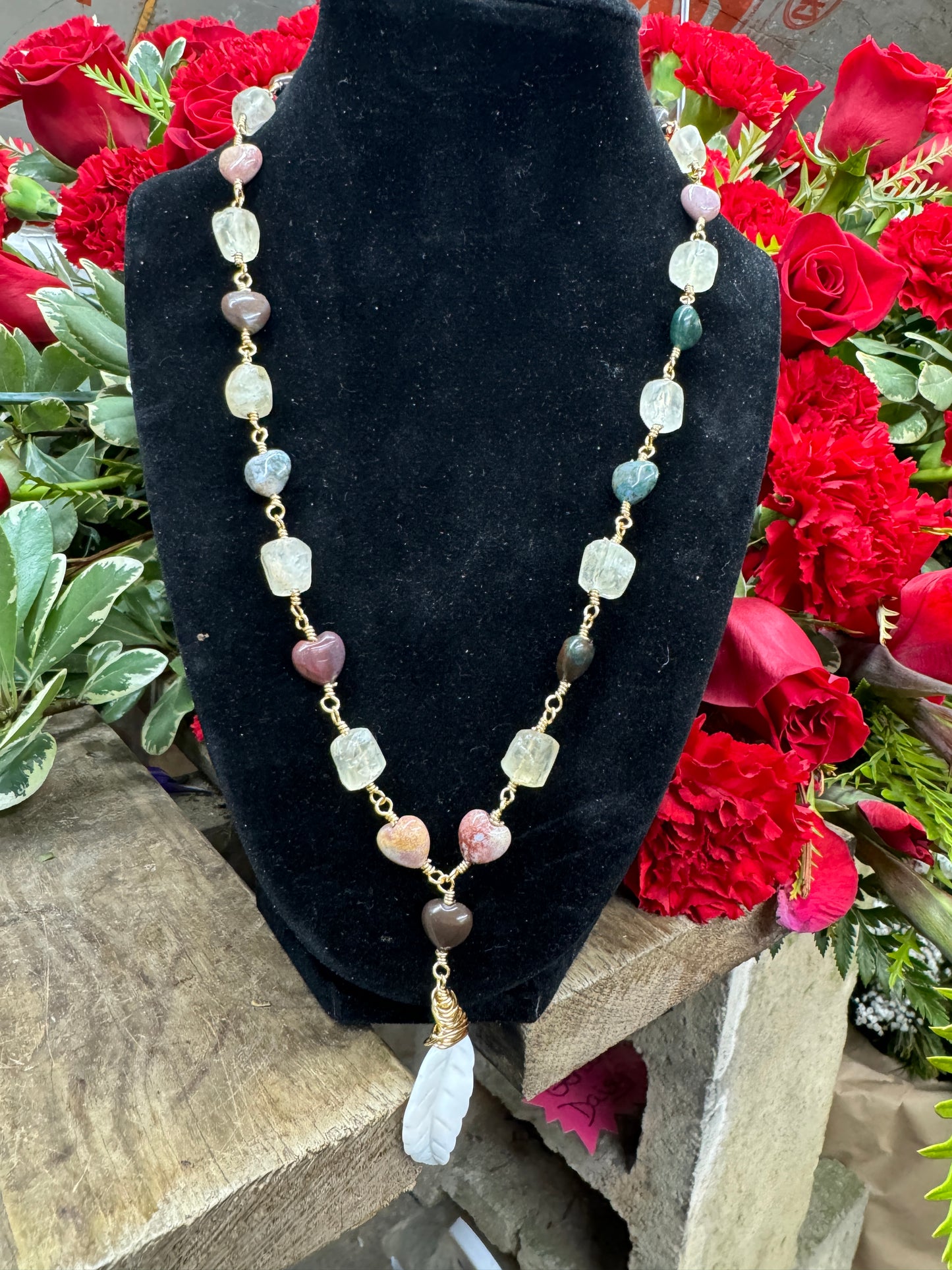 20in CItrine, Ocean Jasper, ONYX Pendant Necklace