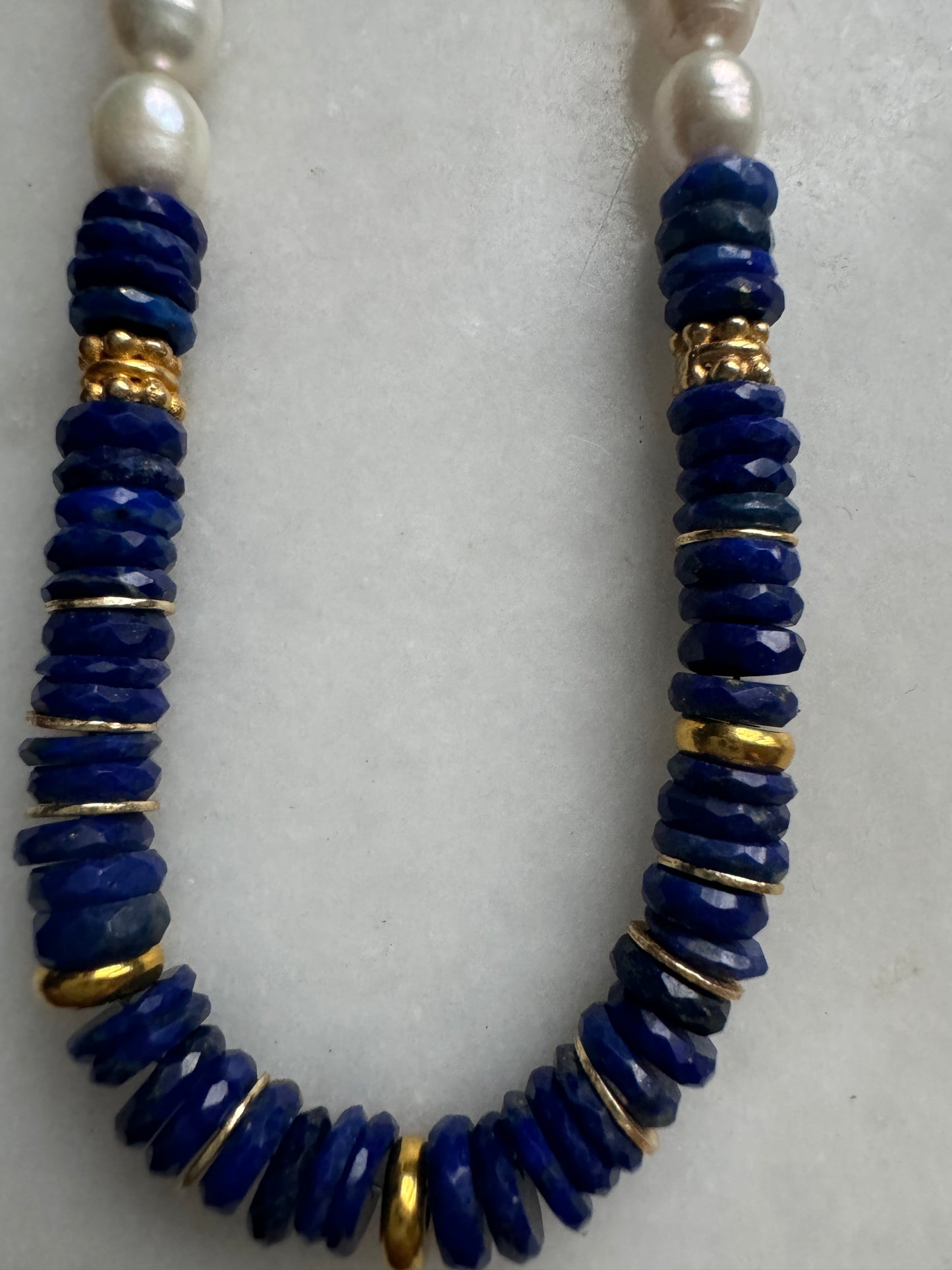 Lapis Lazuli Pearl, 17in Necklace