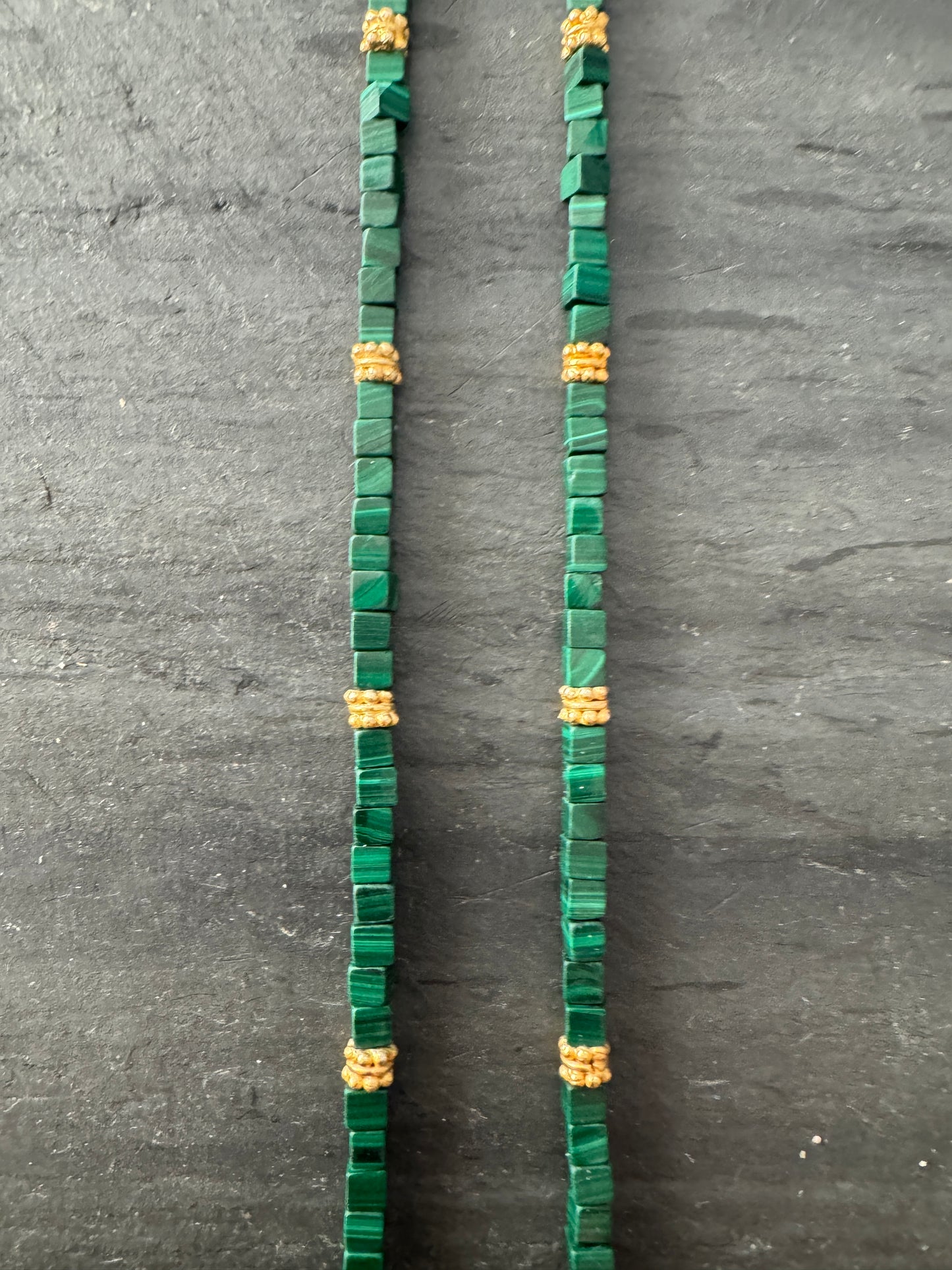 HandCut Malachite, Black Onyx Necklace