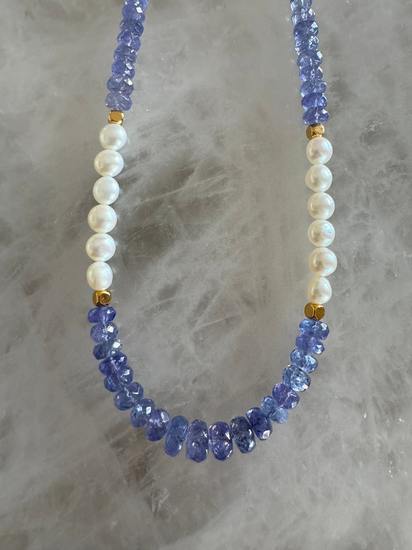 15.5in Tanzanite & Pearl Gold Vermeil Necklace