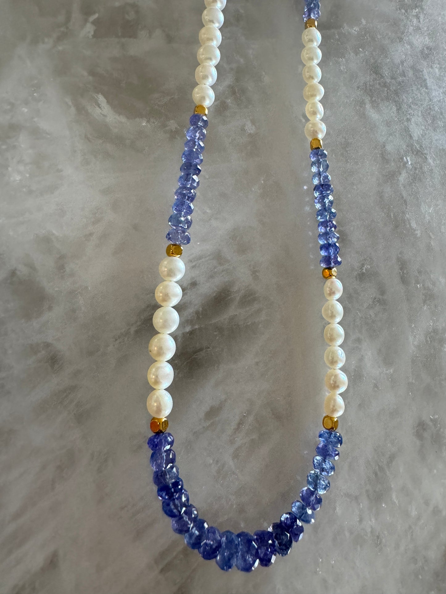 15.5in Tanzanite & Pearl Gold Vermeil Necklace