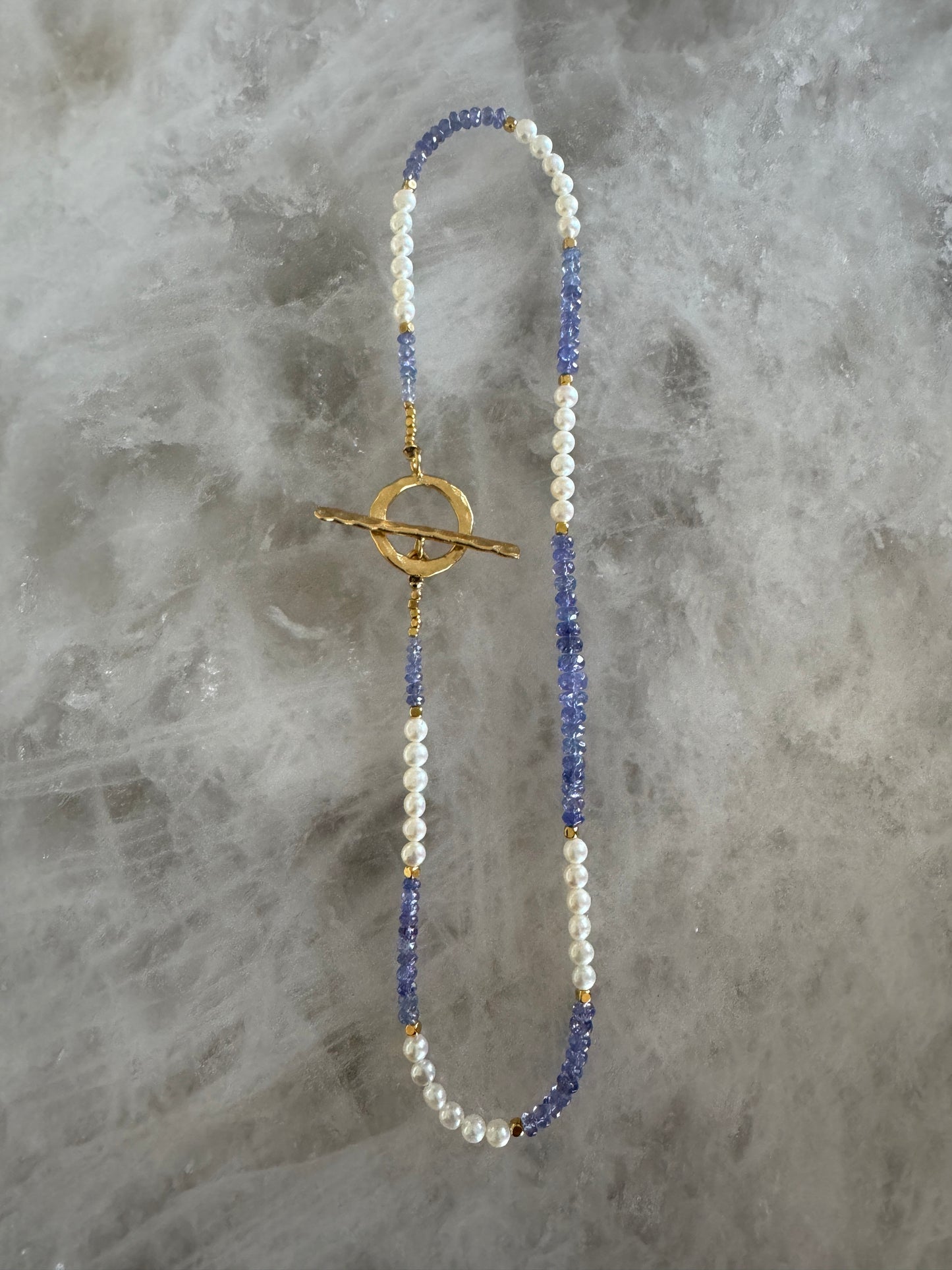 15.5in Tanzanite & Pearl Gold Vermeil Necklace