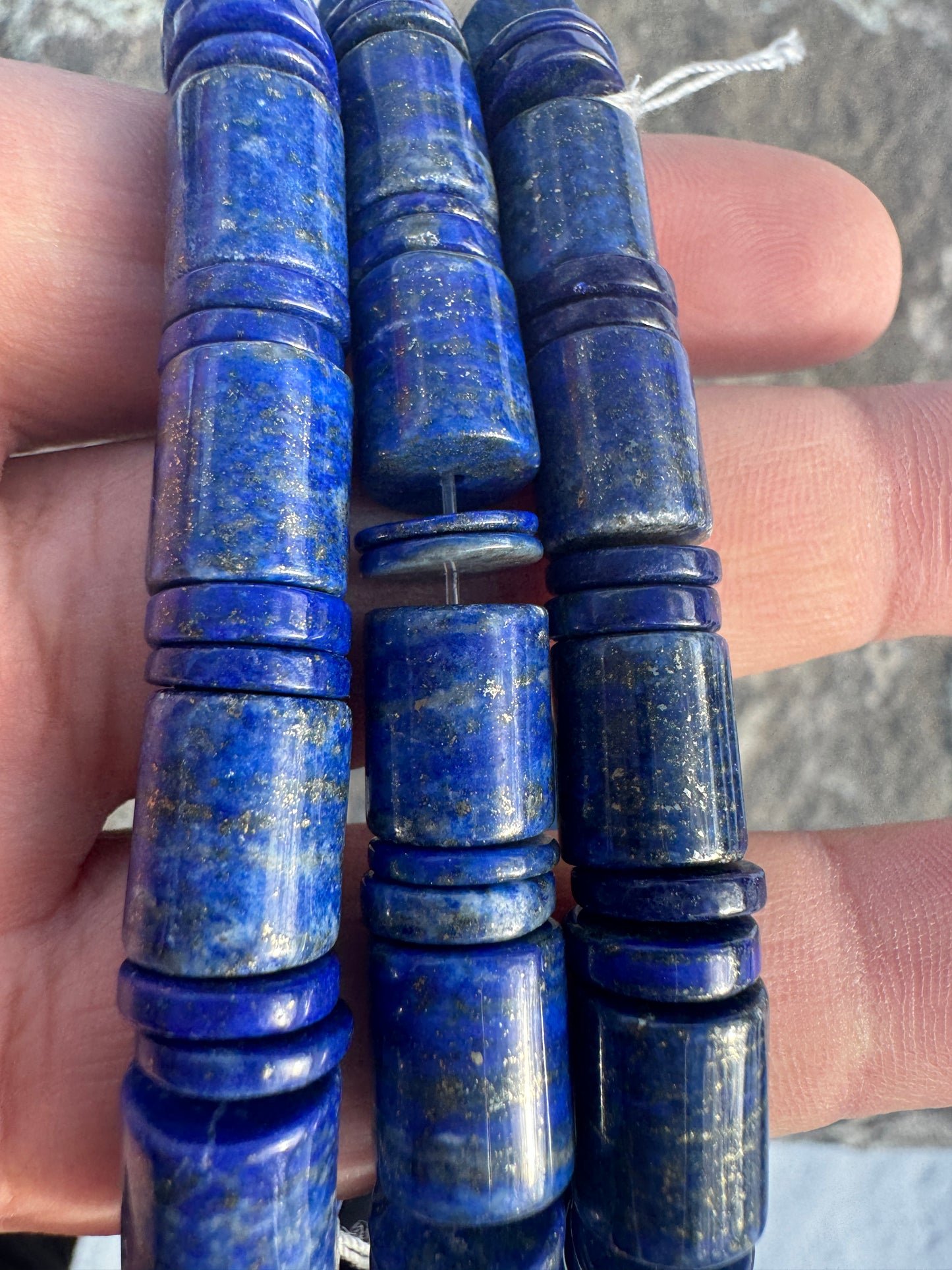 10-12mm Natural LAPIS LAZULI Barrel & Heshi Bracelet