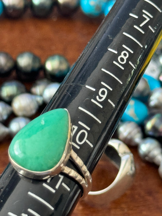 Turquoise set in Silver Ring, Size 11